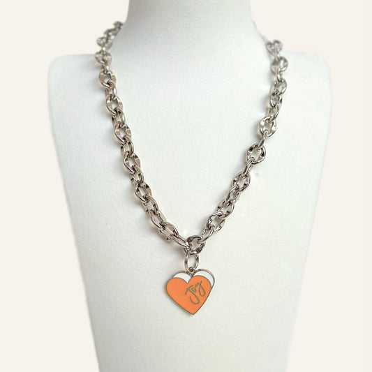 Necklace | Coral Heart with Silver hardware