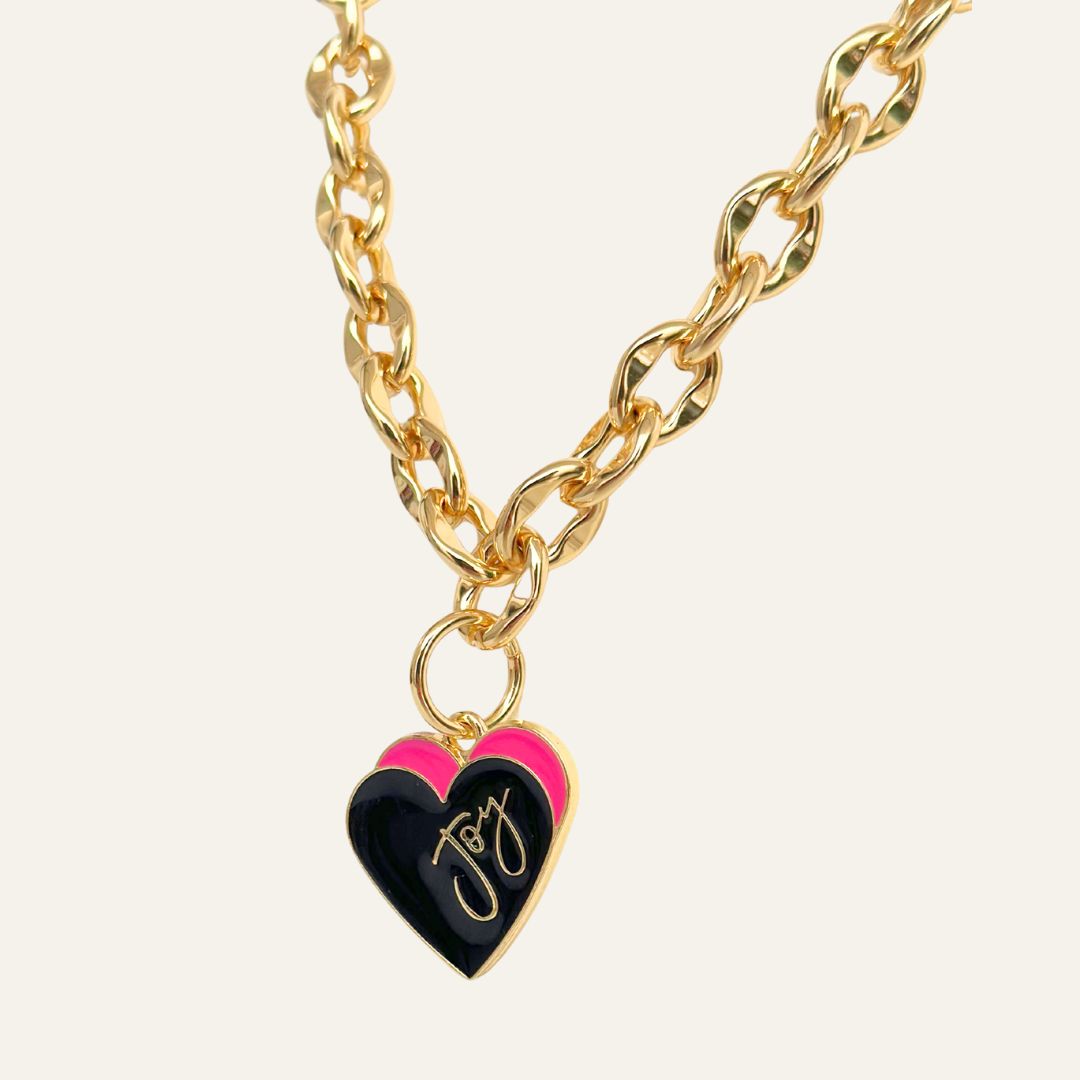 Necklace | Pink Heart with Gold hardware