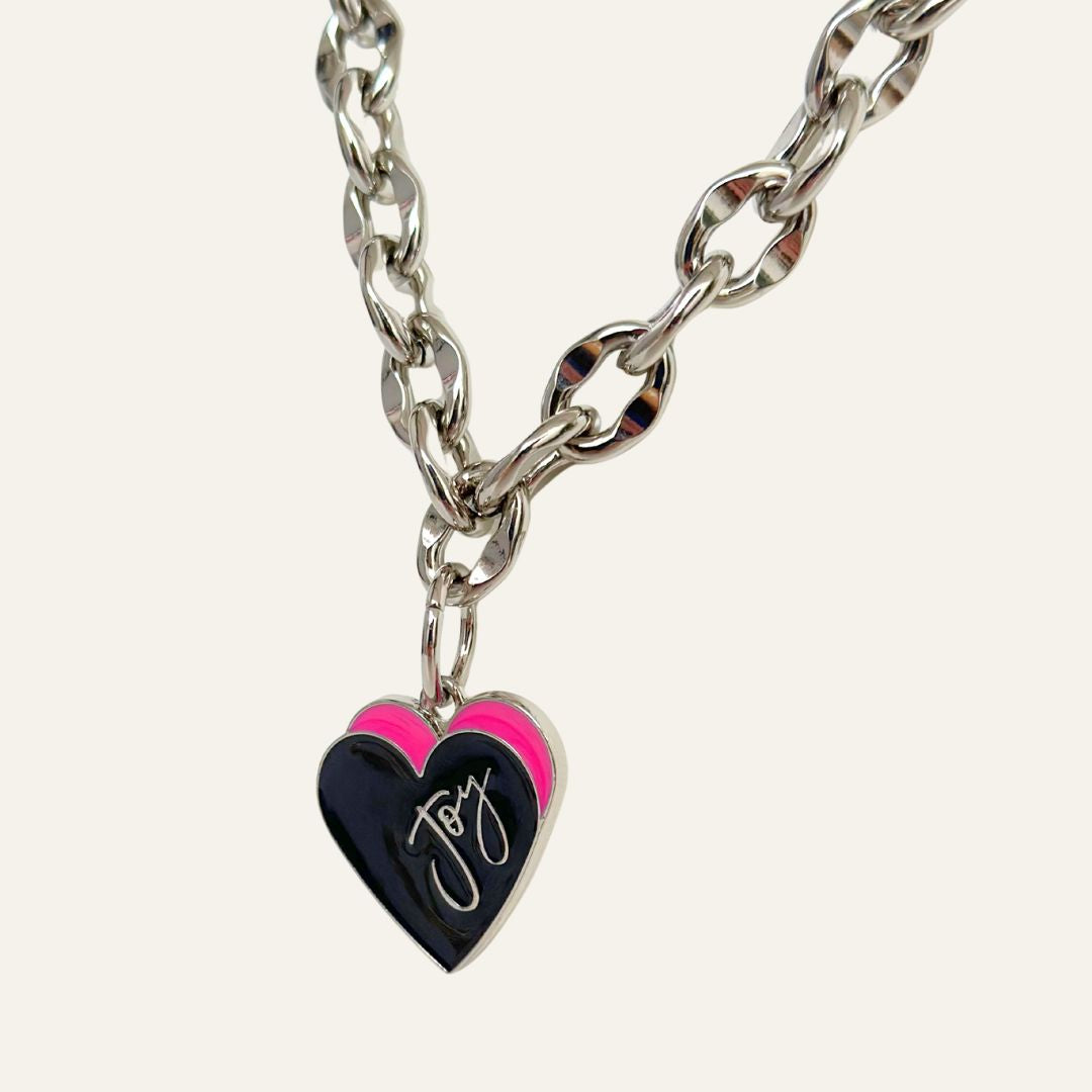 Necklace | Pink Heart with Silver hardware