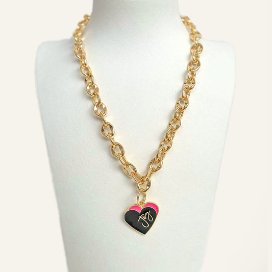 Necklace | Pink Heart with Gold hardware