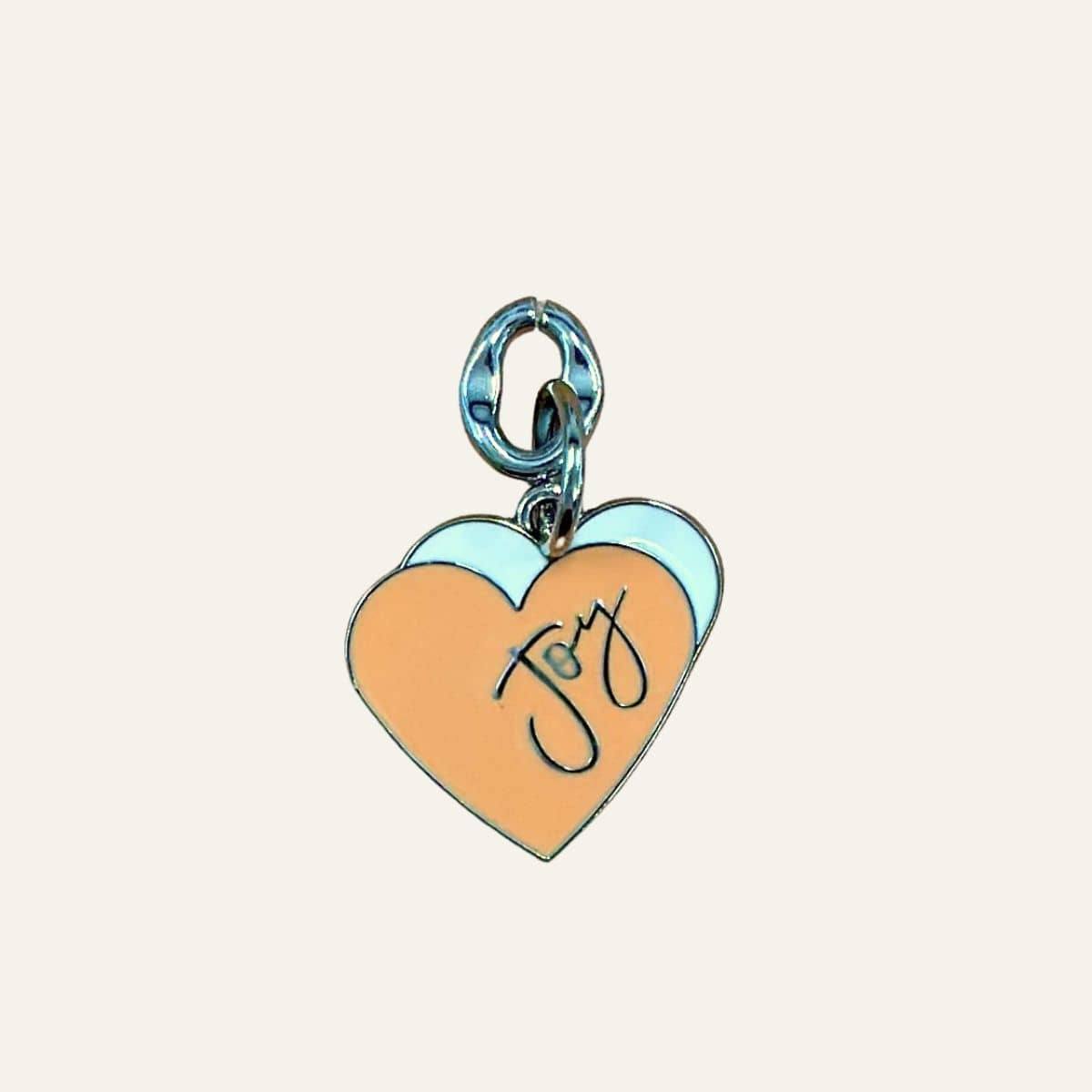 Heart of Joy Charm | Coral Heart with Silver hardware