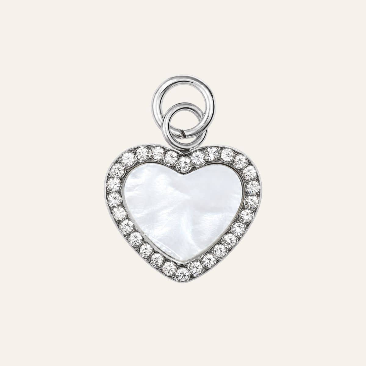 Pearl Heart Charm | with Silver hardware