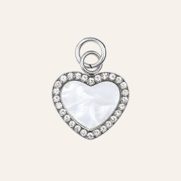 Pearl Heart Charm | with Silver hardware