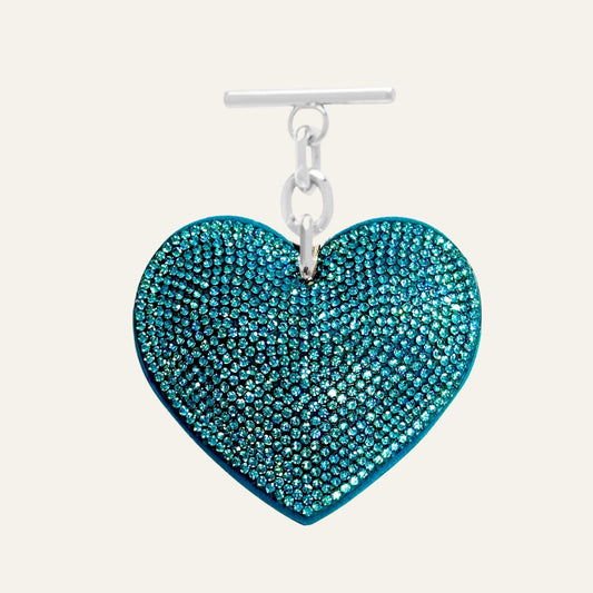 Sparkle Heart Tassel | Blue with Silver hardware