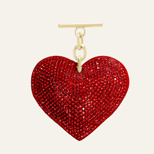 Sparkle Heart Tassel | Red with Gold hardware