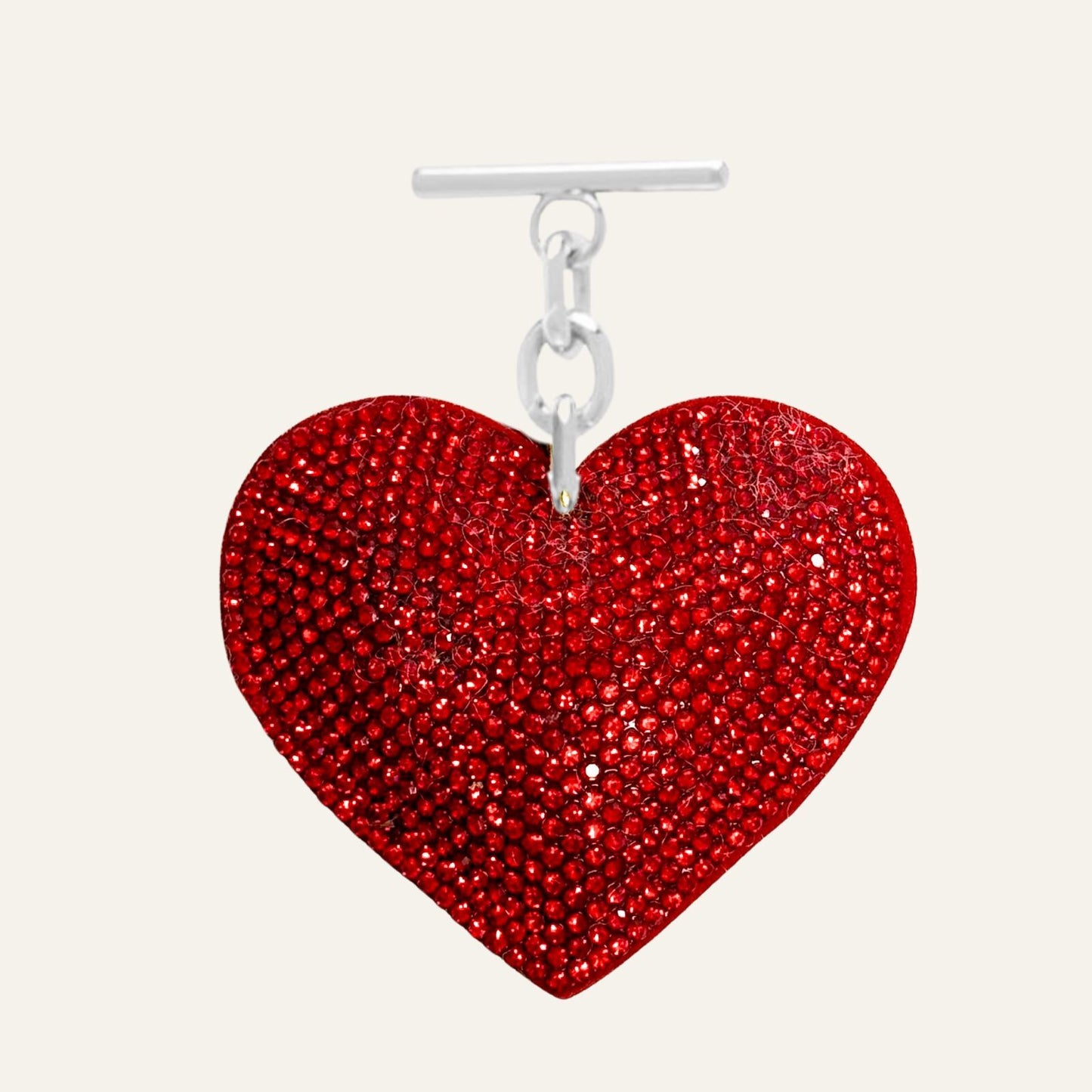 Sparkle Heart Tassel | Red with Silver hardware