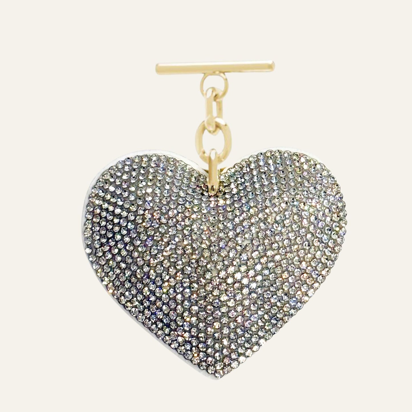 Sparkle Heart Tassel | White with Gold hardware