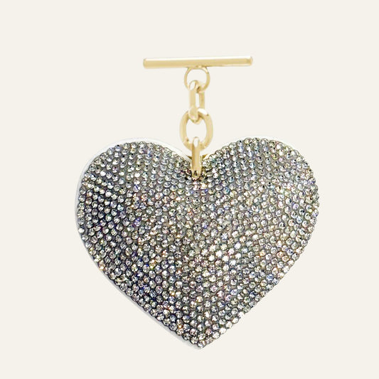 Sparkle Heart Tassel | White with Gold hardware