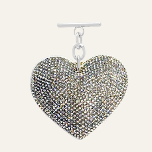 Sparkle Heart Tassel | White with Silver hardware
