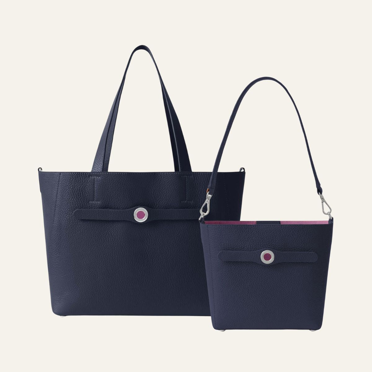 Sarah Tote and Sarah Mini Set | Navy with Silver hardware