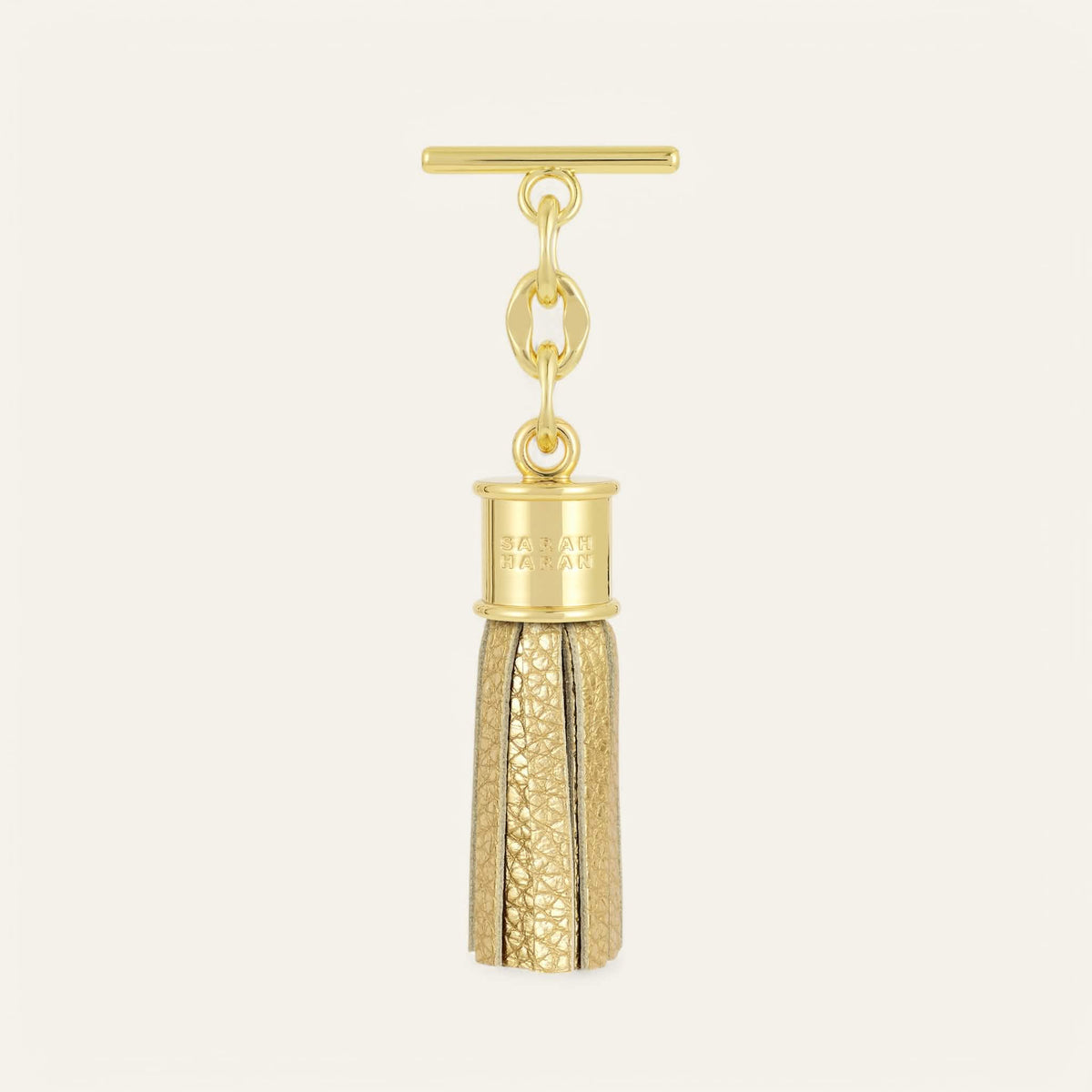 Shimmer Metallic Gold Sarah Haran Capsule Tassel Mini with Gold hardware front