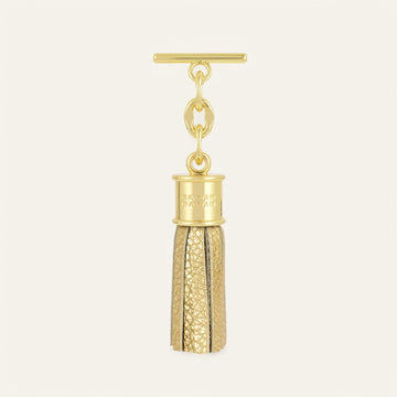 Shimmer Metallic Gold Sarah Haran Capsule Tassel Mini with Gold hardware front