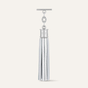 Soft Metallic Silver Sarah Haran Capsule Tassel with Silver hardware Front M05 S