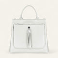 Dahlia Tote | Soft Metallic Silver with Silver hardware