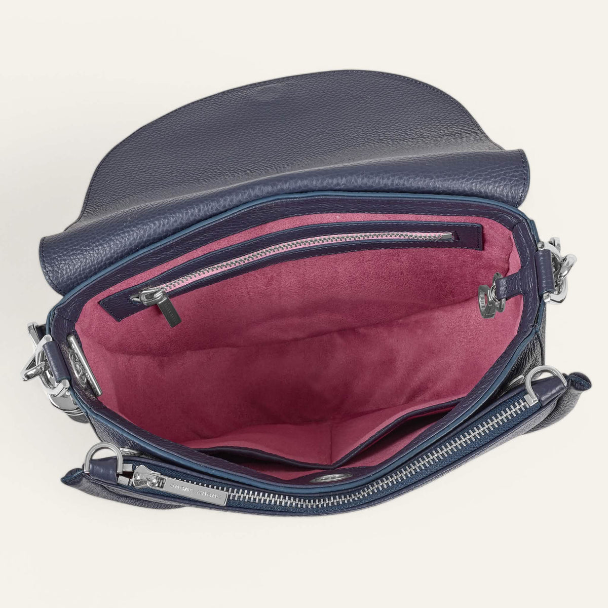 Space Sarah Haran Luna Satchel with Silver hardware overhead