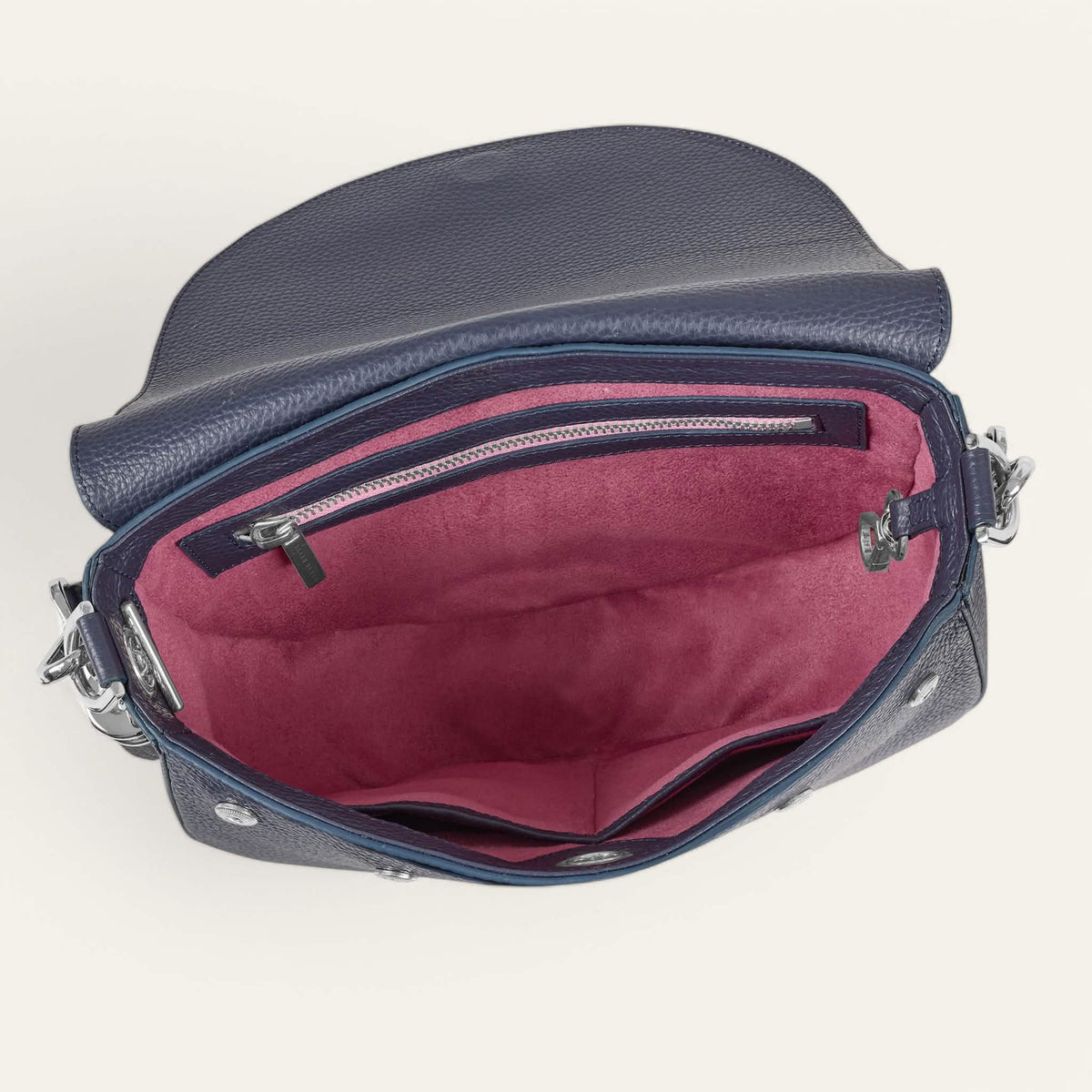 Space Sarah Haran Luna Satchel with Silver hardware overhead