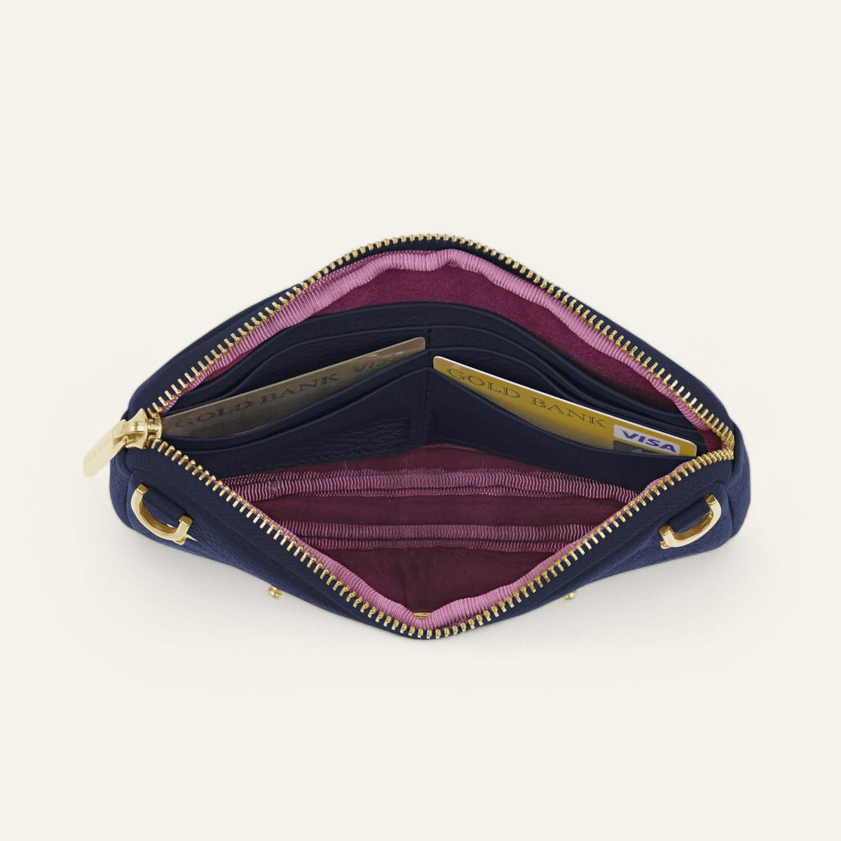 Space Sarah Haran Millie Pouch with Gold hardware overhead