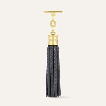 Storm Grey Sarah Haran Capsule Tassel with Gold hardware front