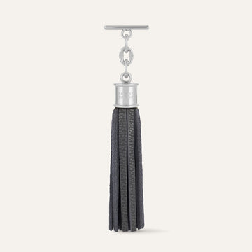 Storm Grey Sarah Haran Capsule Tassel with Silver hardware front