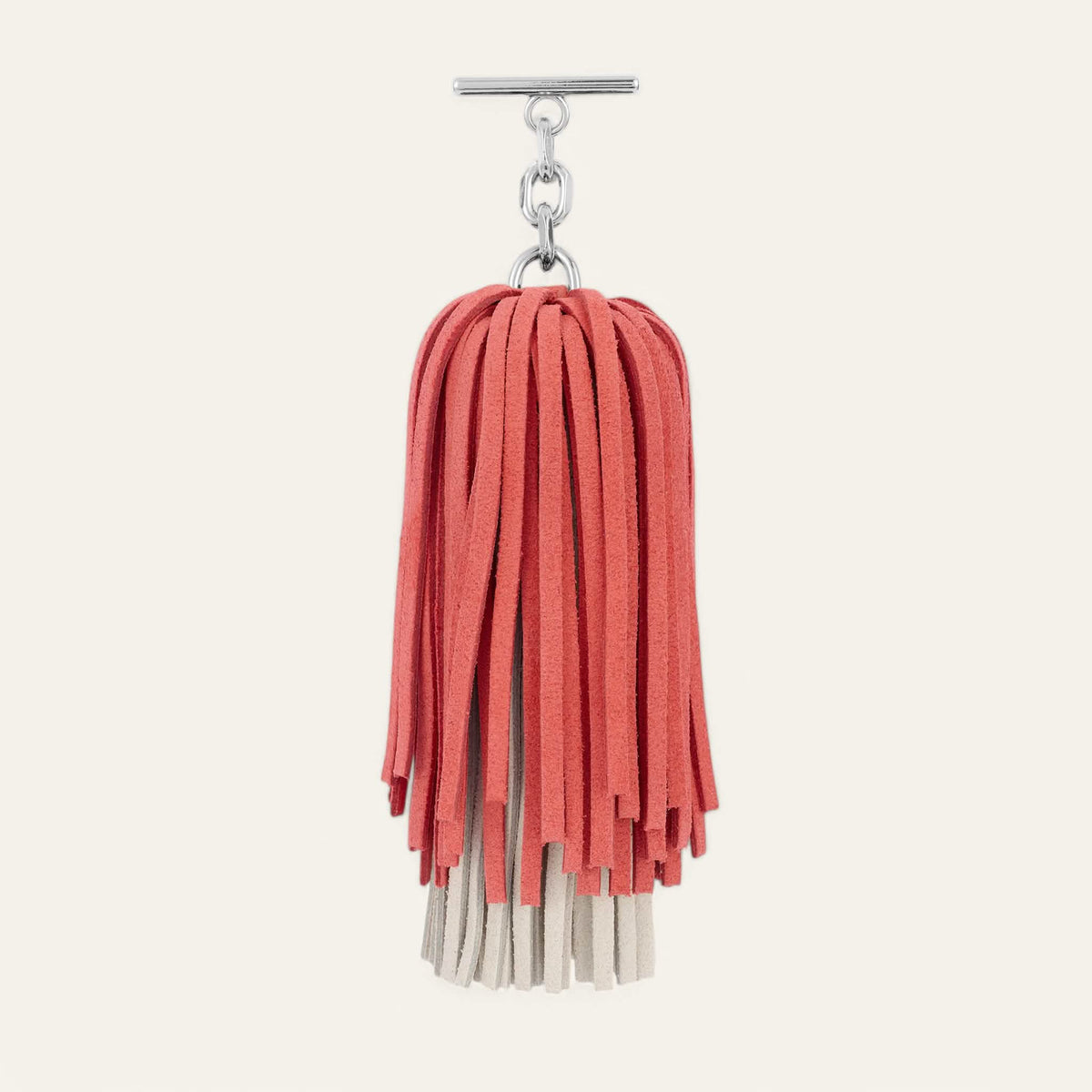 Suede Coral Off White Sarah Haran Double Pompom Tassel Silver