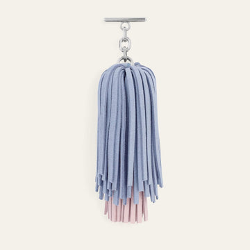 Suede Periwinkle Soft Pink Sarah Haran Double Pompom Tassel Silver