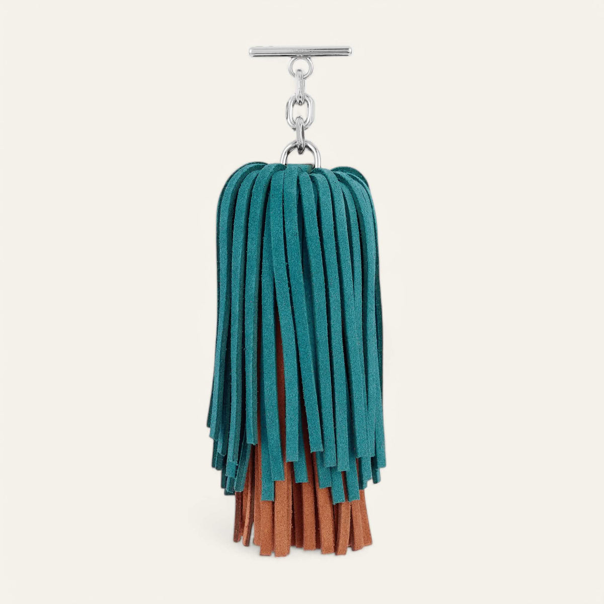 Suede Petrol Rust Sarah Haran Double Pompom Tassel Silver