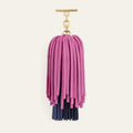 Double Pompom Tassel | Winter Pink Navy with Gold hardware