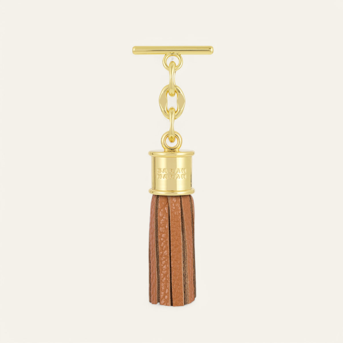 Tan Sarah Haran Mini Capsule Tassel with Gold hardware Front N04 G