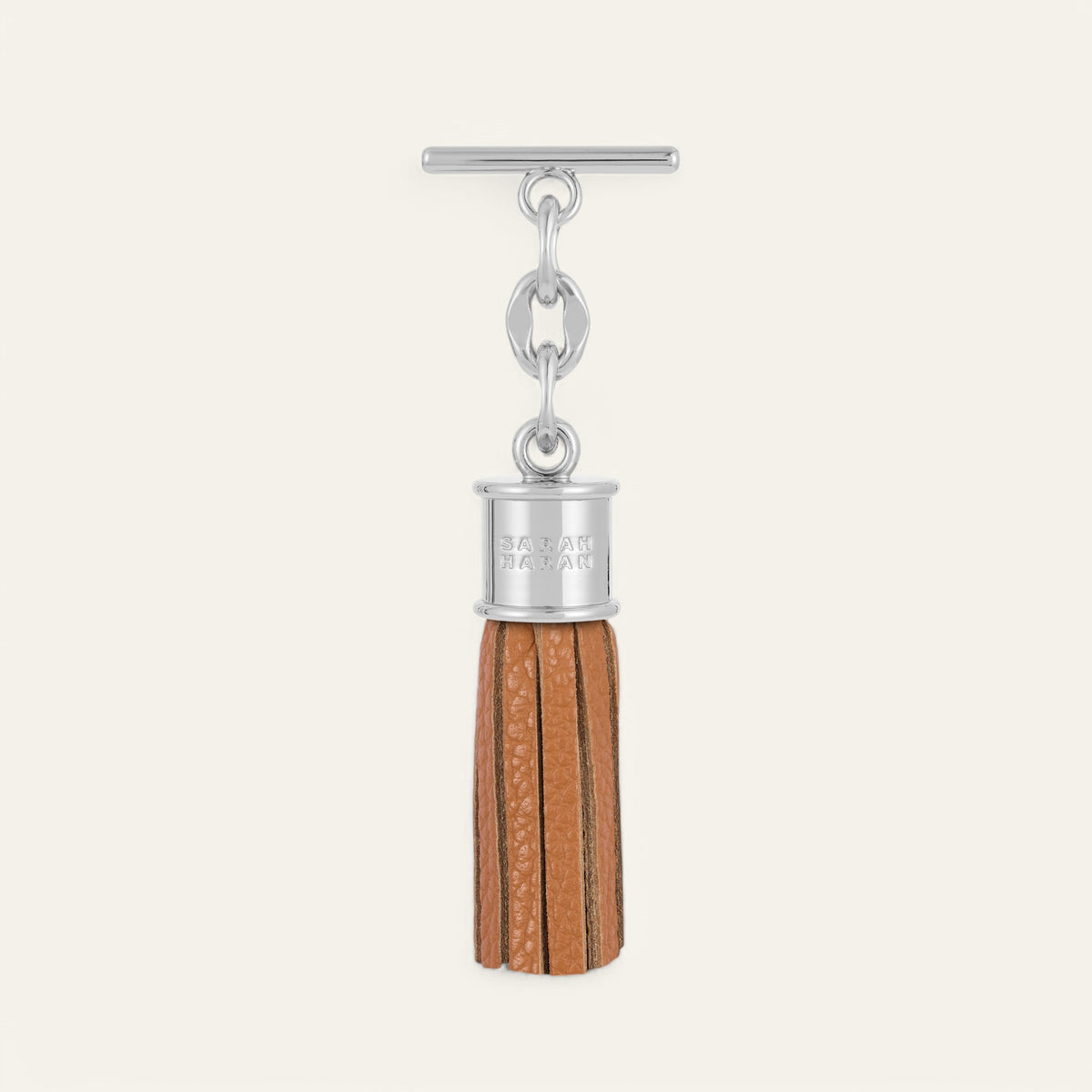 Tan Sarah Haran Mini Capsule Tassel with Silver hardware Front N04 S