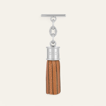 Tan Sarah Haran Mini Capsule Tassel with Silver hardware Front N04 S