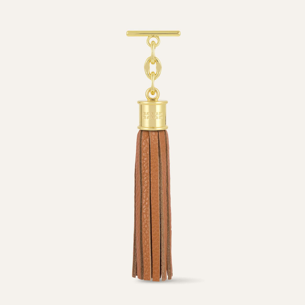 Tan Sarah Haran Capsule Tassel with Gold hardware front