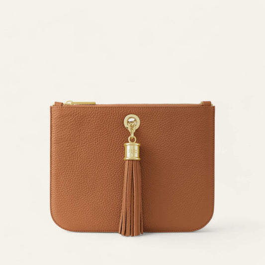 Tan Sarah Haran Dahlia Tote with Gold hardware ivy