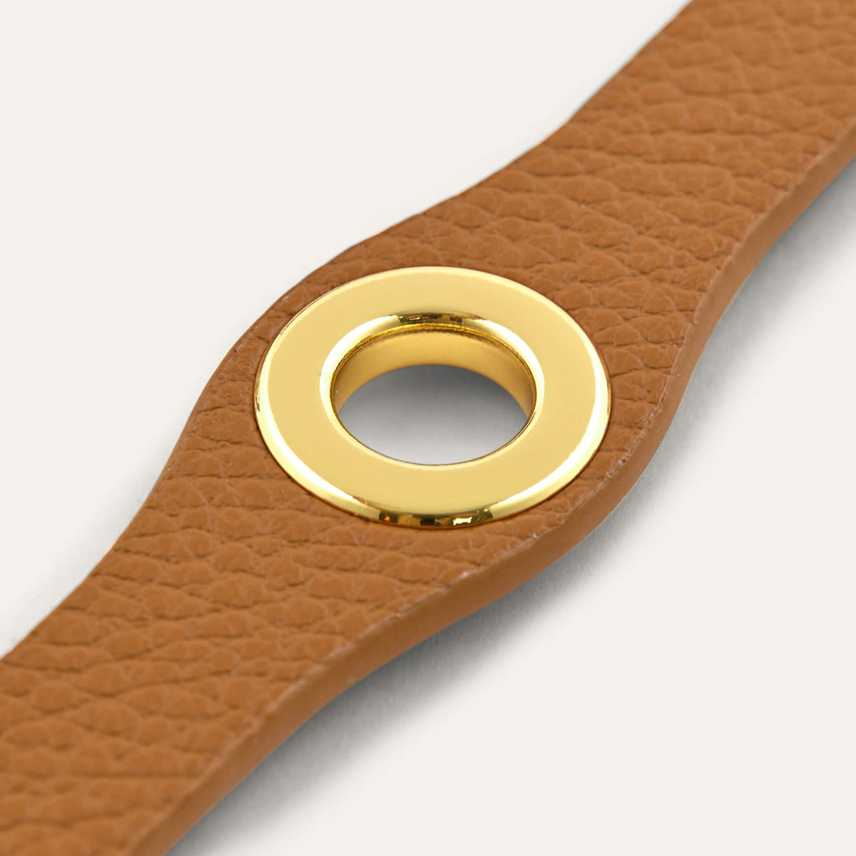 Tan Sarah Haran Deco Stud with Gold hardware detail