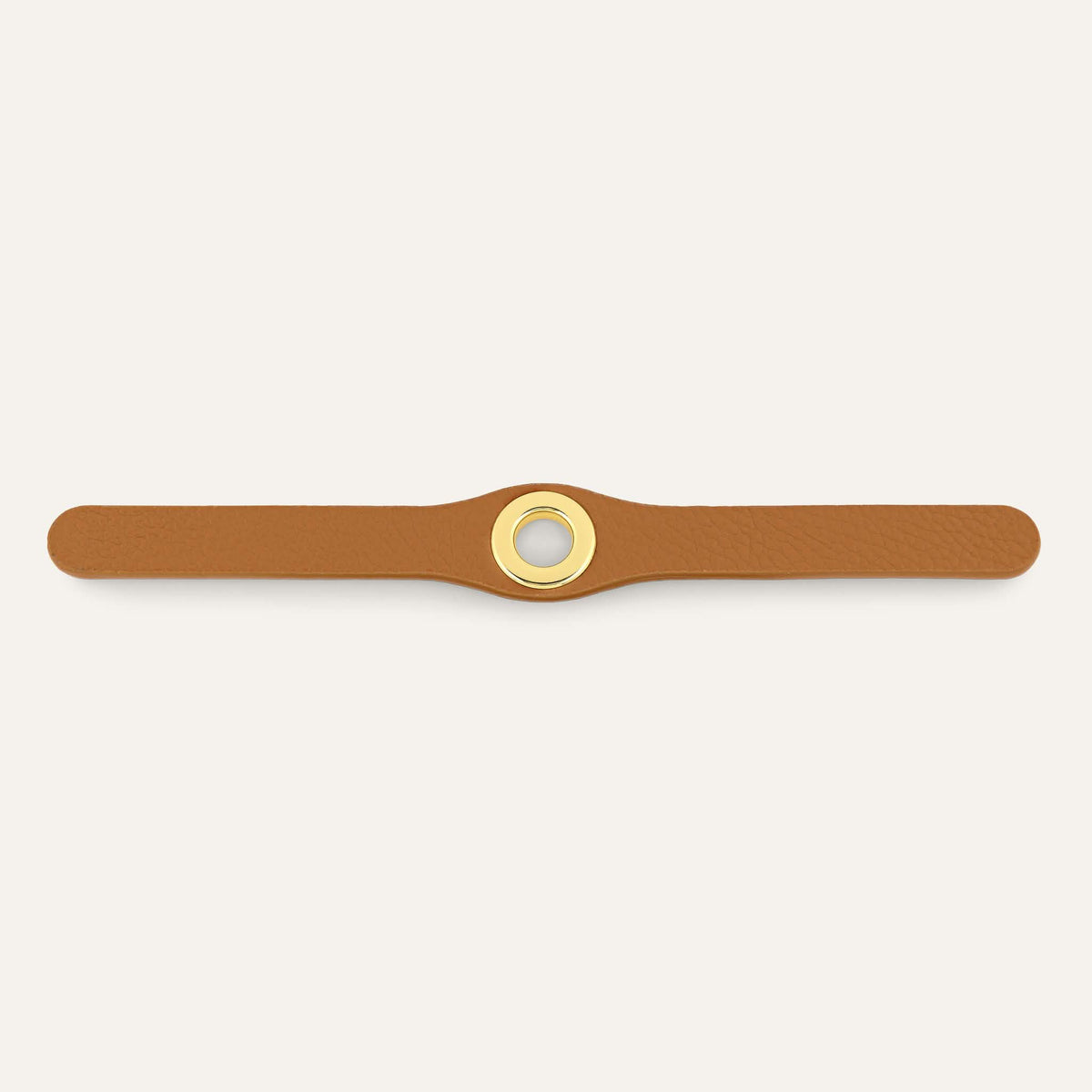 Tan Sarah Haran Deco Stud with Gold hardware front