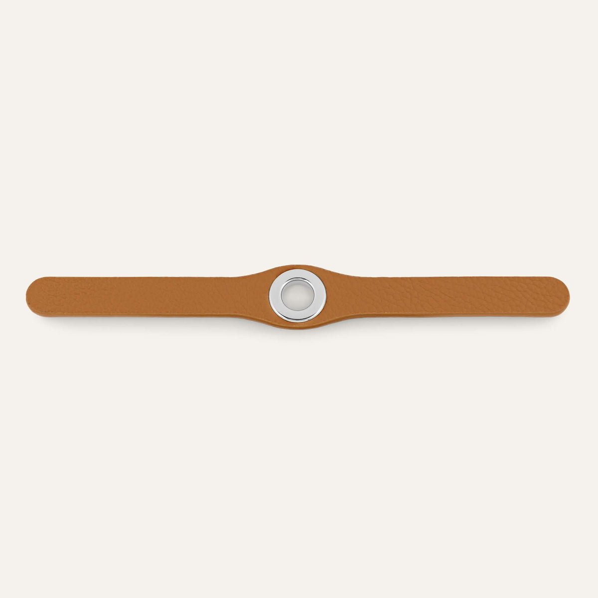 Tan Sarah Haran Deco Stud with Silver hardware front