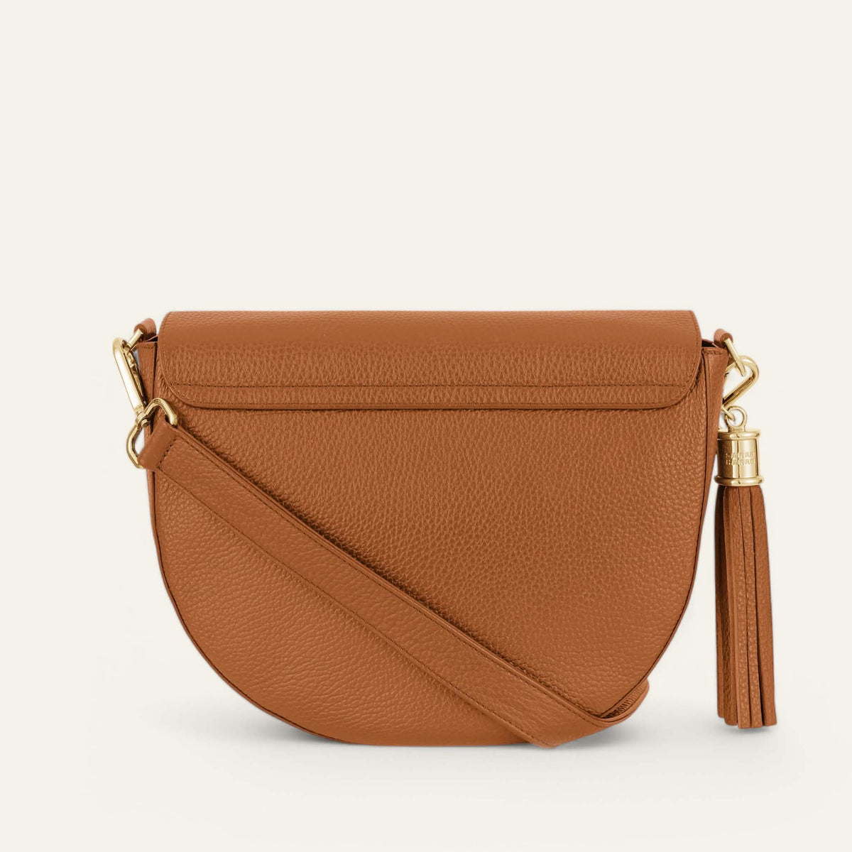 Tan Sarah Haran Luna Satchel with Gold hardware back