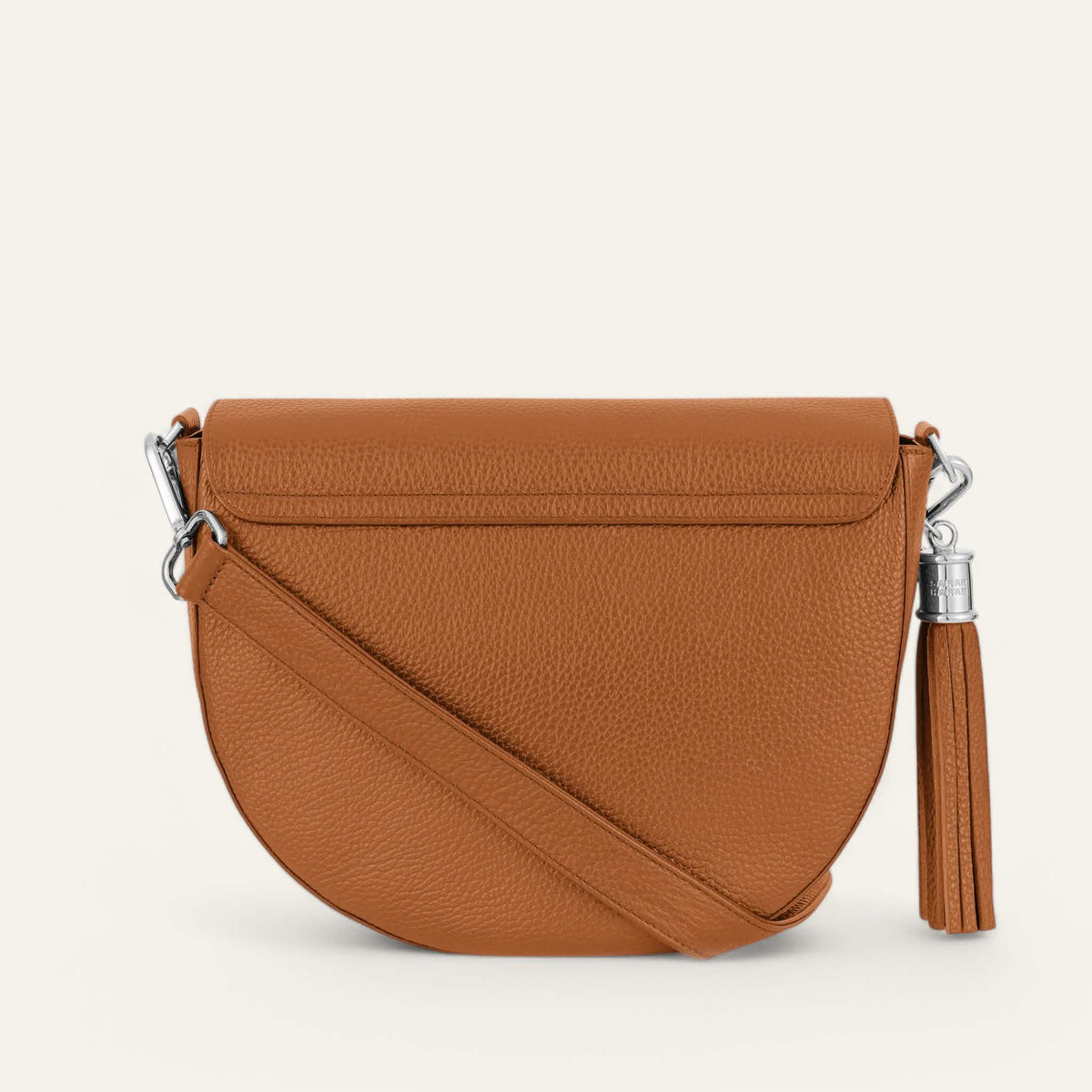Tan Sarah Haran Luna Satchel with Silver hardware back