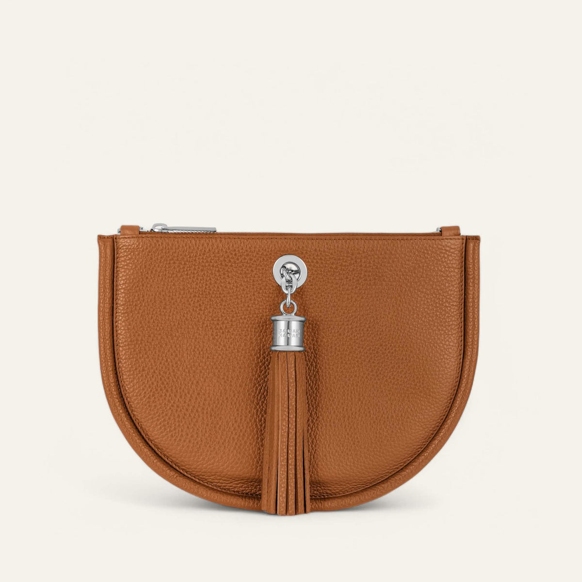 Tan Sarah Haran Luna Satchel with Silver hardware