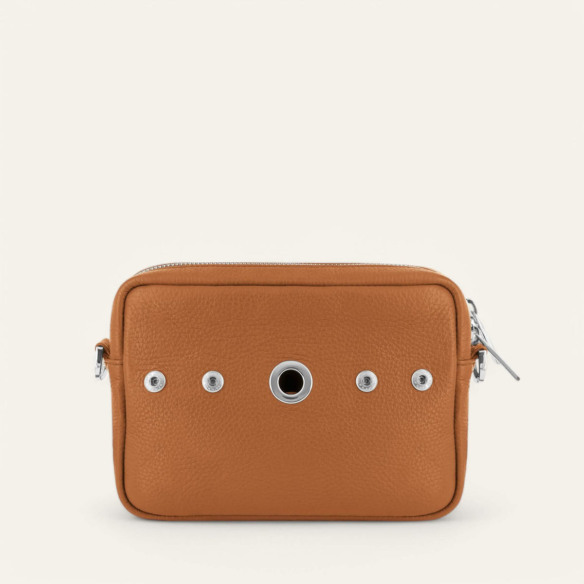 Tan Sarah Haran Millie Crossbody with Silver hardware back