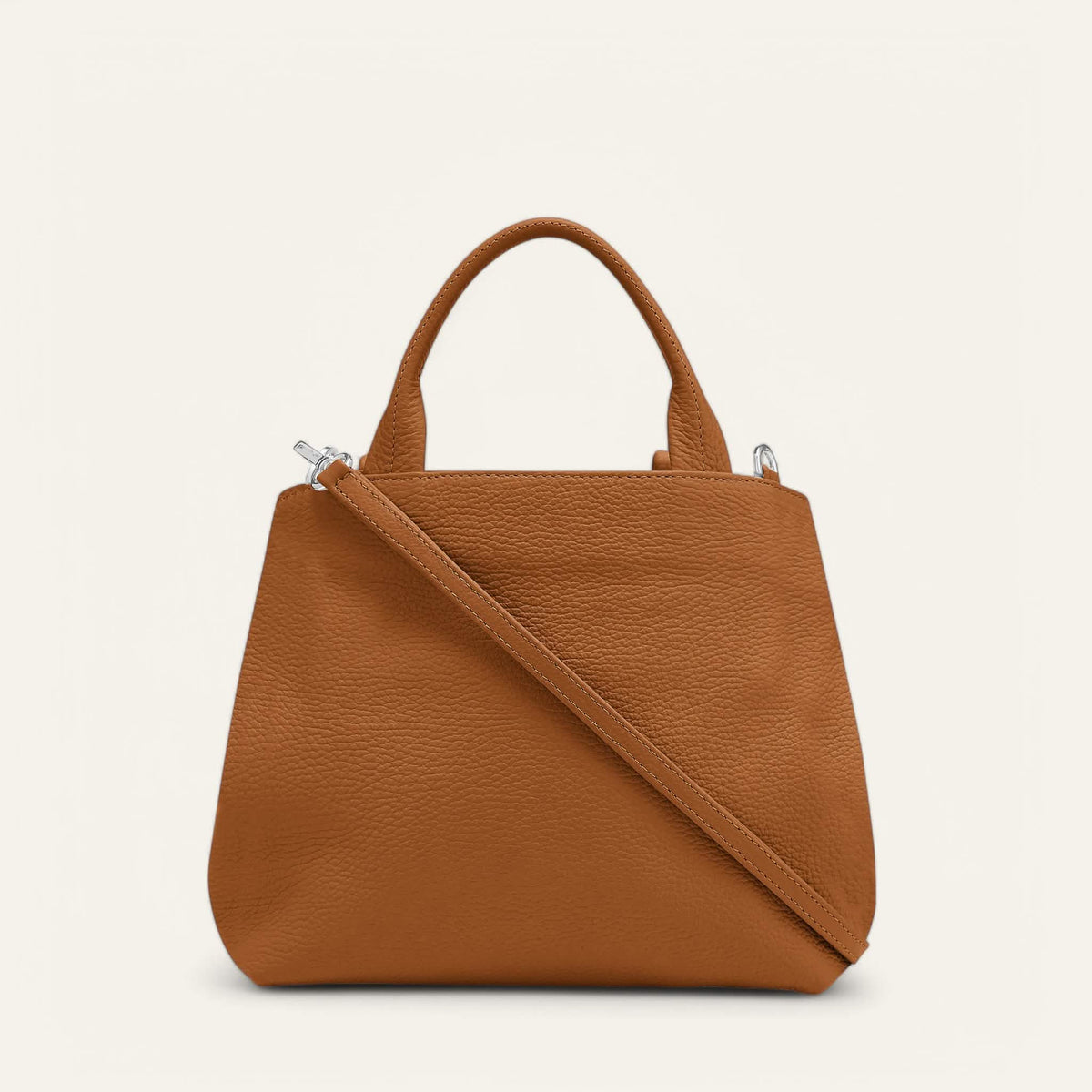 Tan Sarah Haran Mini D Tote with Silver hardware back