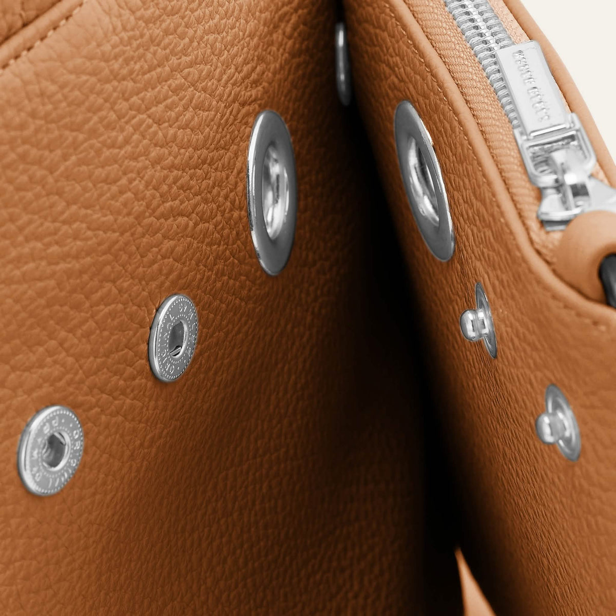 Tan Sarah Haran Mini D Tote with Silver hardware detail