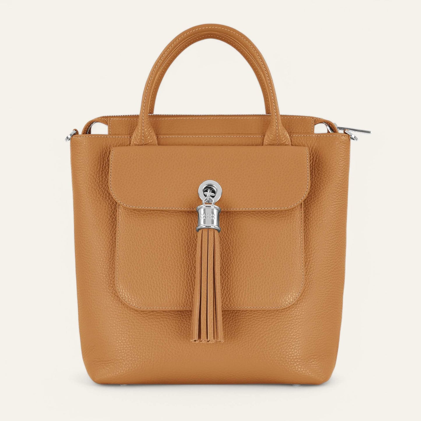 Mini P Backpack | Tan with Silver hardware