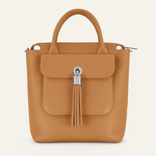 Mini P Backpack | Tan with Silver hardware