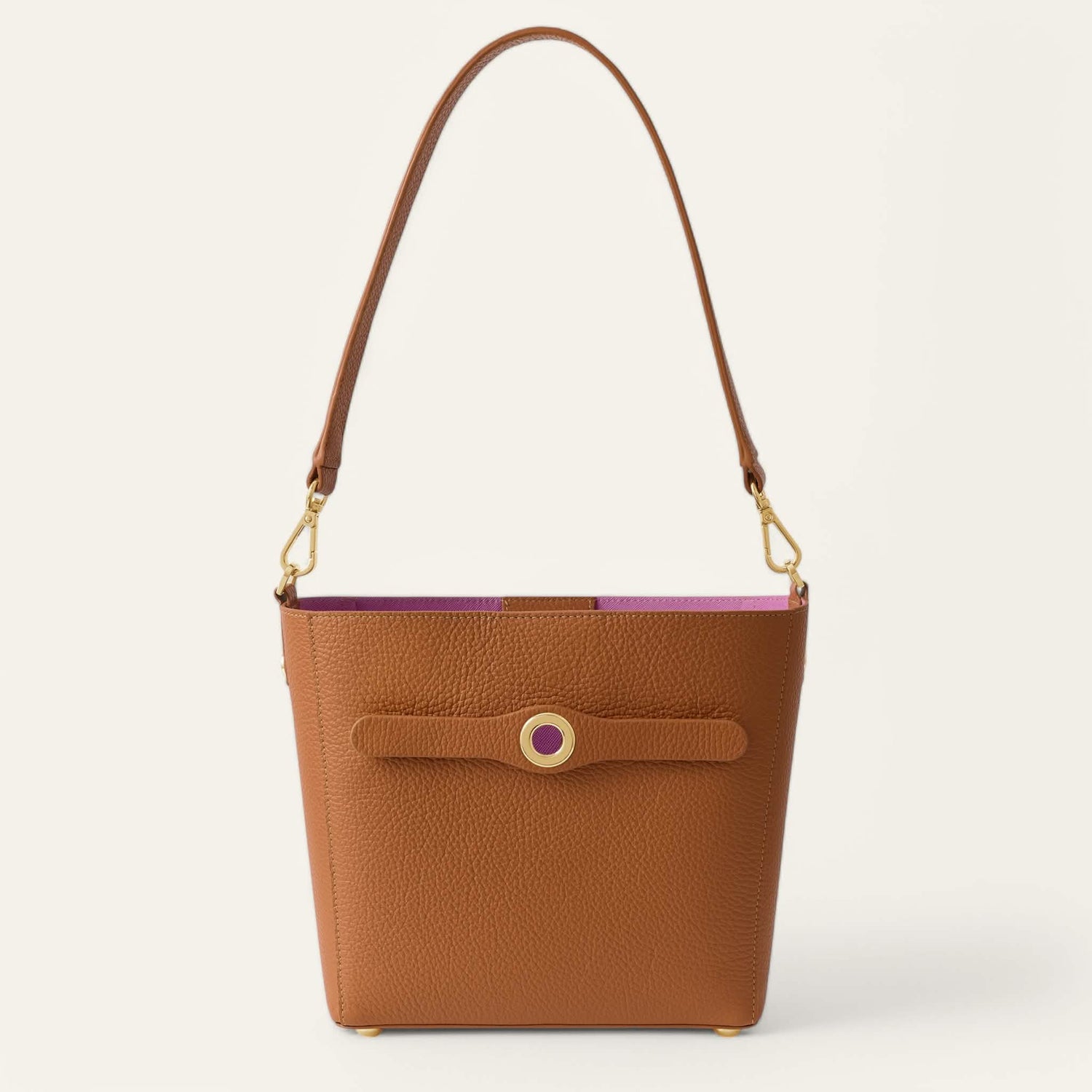 Tan Sarah Haran Mini S Tote with Gold hardware front