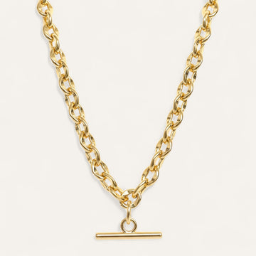 Padlock Chain Necklace | T-Bar with Gold hardware