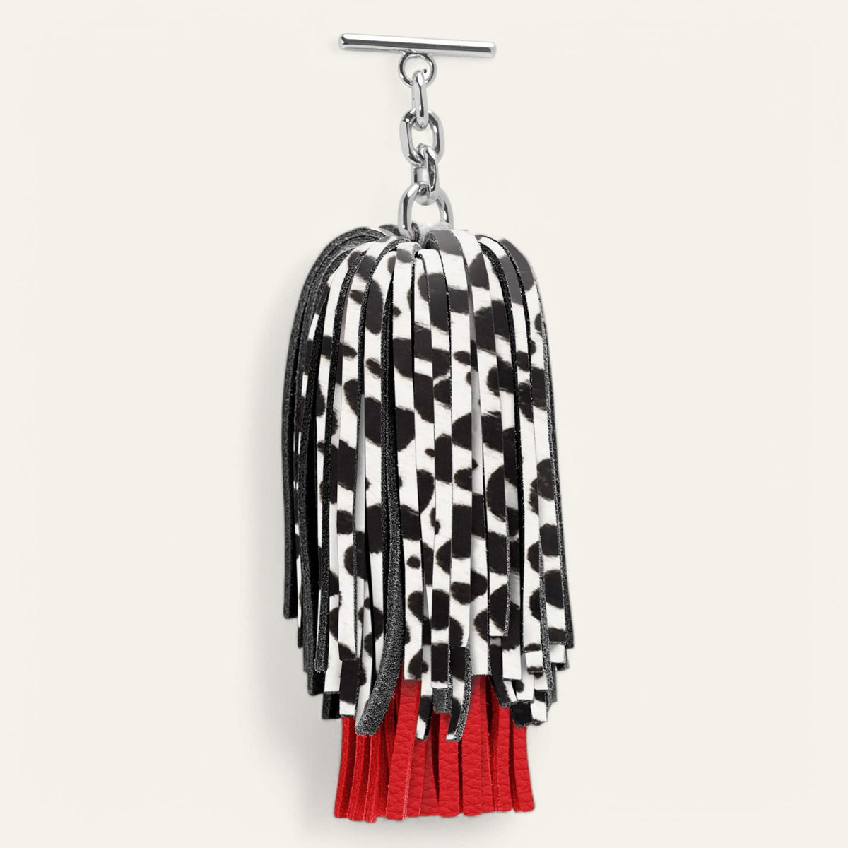 Dalmatian Pillarbox Red Sarah Haran Double Pompom Tassel with Silver hardware