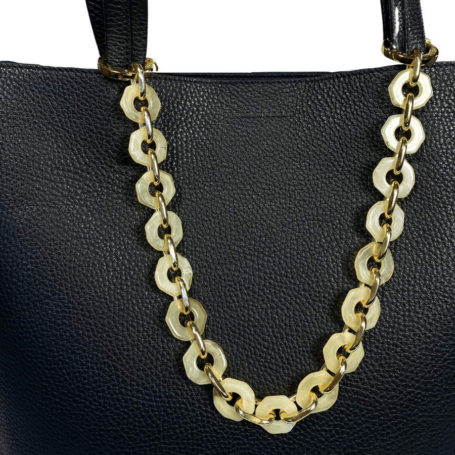 Chain Link Short Acrylic Purse Strap in Navy Blue